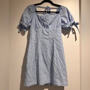 Altar’d State Blue and white  Puff Sleeve Dress